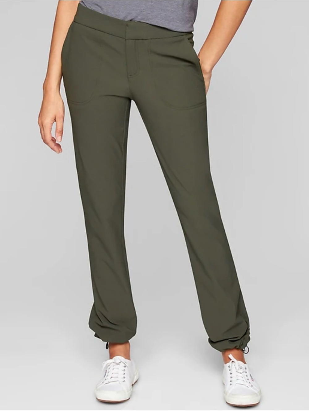 Athleta Wander Slim Pant Trekking Hiking Ancient Forest Green Sz 8
